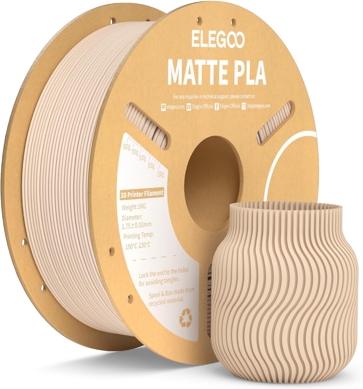 ELEGOO Filamento PLA mate Beige 1KG